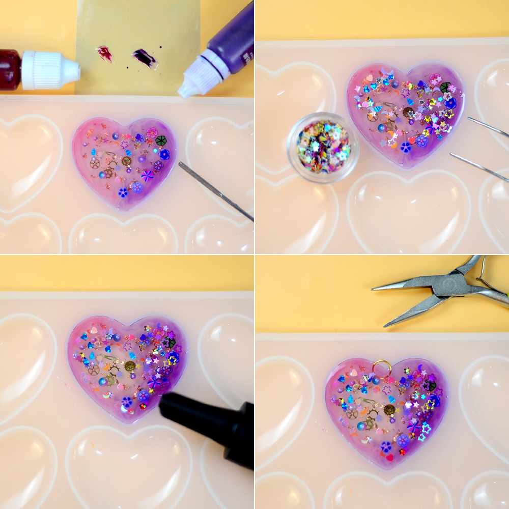 Брелок с прозрачной блестящей подвеской из смолы-5