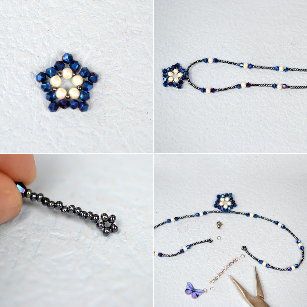 PandaHall Selected Tutorial zur blauen Kristallhalskette