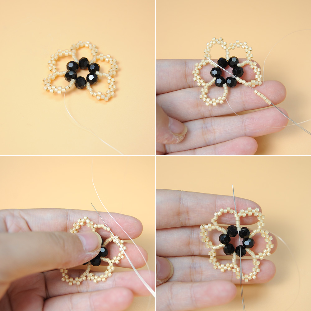 PandaHall Selected мастер-класс по изготовлению колье из бисера в форме цветка.-5