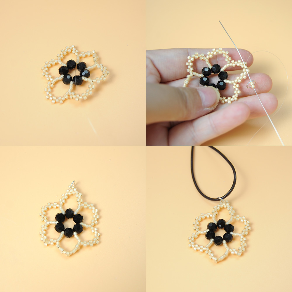 PandaHall Selected мастер-класс по изготовлению колье из бисера в форме цветка.-6