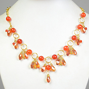 Orange Beaded Autumn Style Necklace