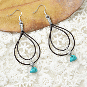 Créoles doubles perles turquoise