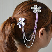 Flower Hair Clip with Chain Linked