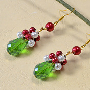 Orecchini pendenti con perle di vetro per Natale