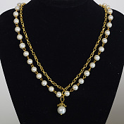 Pearl Beaded Golden Chain Necklace