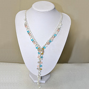 Silver Chain Necklace with Colorful Glass Beads
