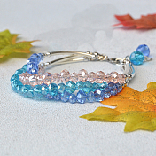 Crystal Glass Beaded Three-Strand Bracelet