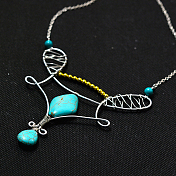 Wire Wrapped Turquoise Bead Necklace