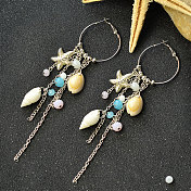 Ocean Style Tassel Hoop Earrings