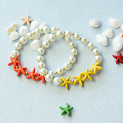 Braccialetto di perline turchesi stella marina con perle di vetro