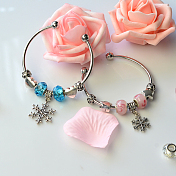 Bracelet de perles européen avec pendentifs flocon de neige