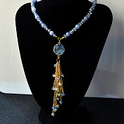 Drusy Agate Tassel Necklace with Quartz Beads