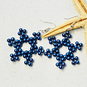 Blaue Schneeflocken Perlenohrringe