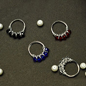Silver Aluminum Wire Wrapped Rings with Glass Beads