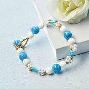 Bracelet de perles de pierres précieuses bleues