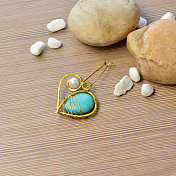 Heart Earrings with Turquoise and Pearl