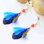 Eleganti orecchini con piume blu