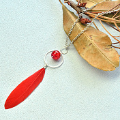 Elegant Red Feather Pendant