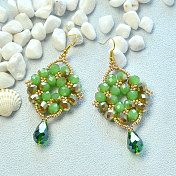 Серьги с зелеными кристаллами