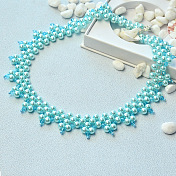 Fresh Necklace with Blue Glass Pearl Beads