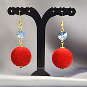 Red Pompon Earrings
