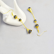 Golden Earrings with Black Pearls