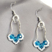 Boucles d'oreilles perles tube bleues