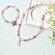 Conjunto de joyas de flores rosas