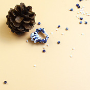 Blue White Beads Ring