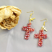Red Gemstone Cross Earrings