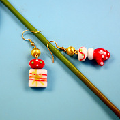 Cute Christmas Lampwork Bead Earrings
