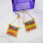 Boucles d'oreilles pendantes en perles colorées