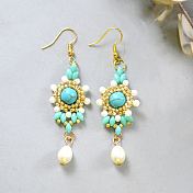 Boucles d'oreilles turquoise avec perles