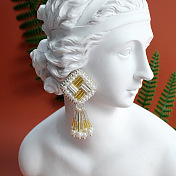 Bugle Bead & Pearl Earrings