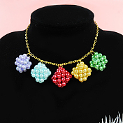 Multi-color Pearl Cube Necklace