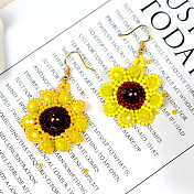 Sunflower Shape Beaded Earrings