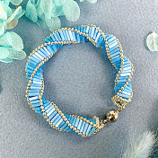 Blue Spiral Bracelet with Bugle Beads