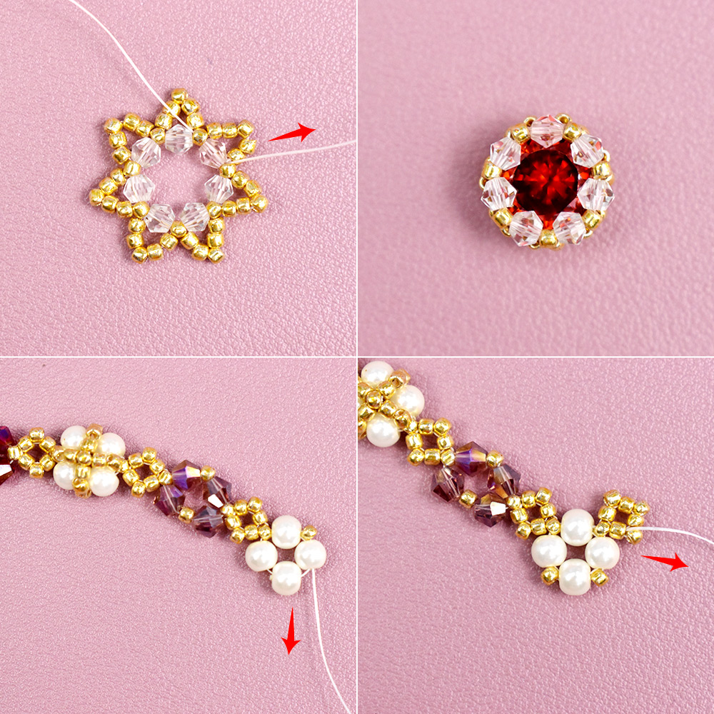 Винтажное ожерелье с красными кристаллами-4