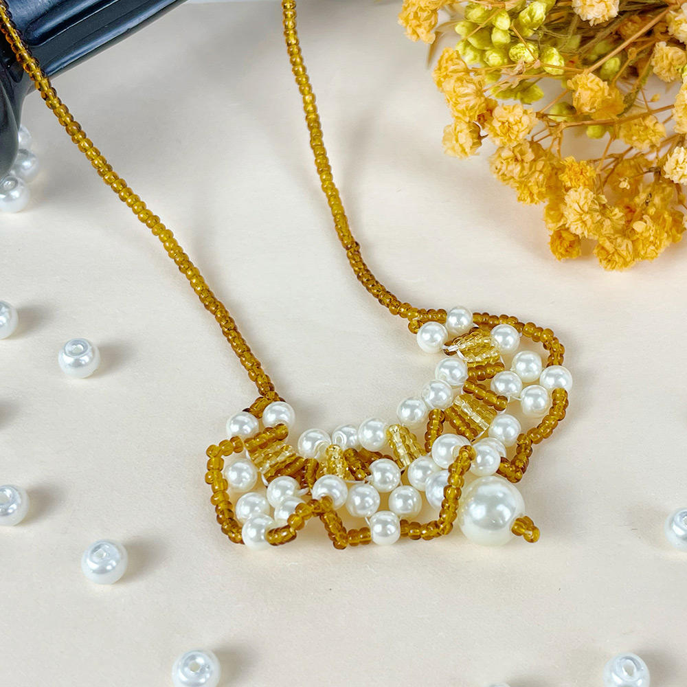 PandaHall Selected мастер-класс по изготовлению колье из бисера со стеклянными жемчужными бусинами-1