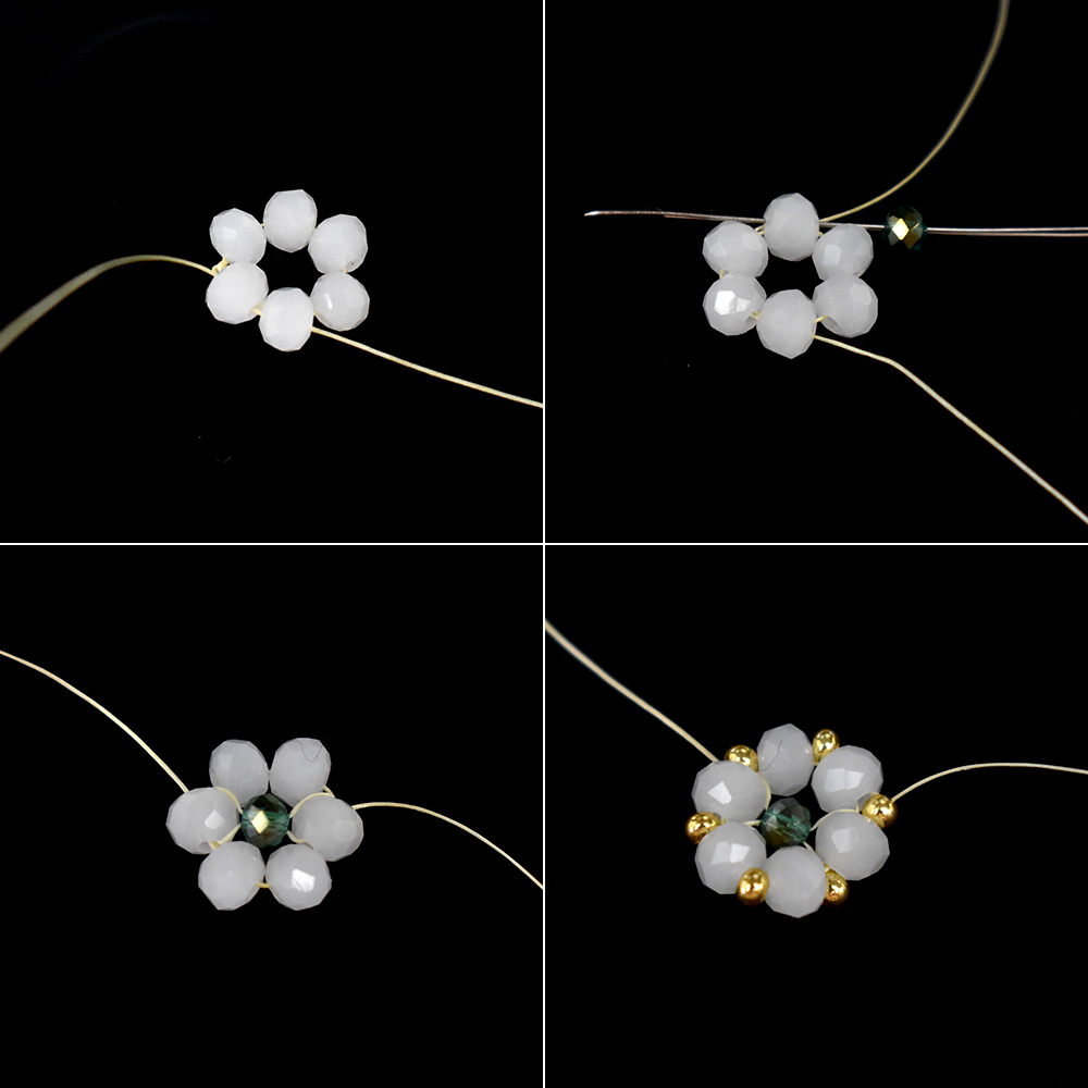 Браслет из стеклянных бусин в форме цветка-3