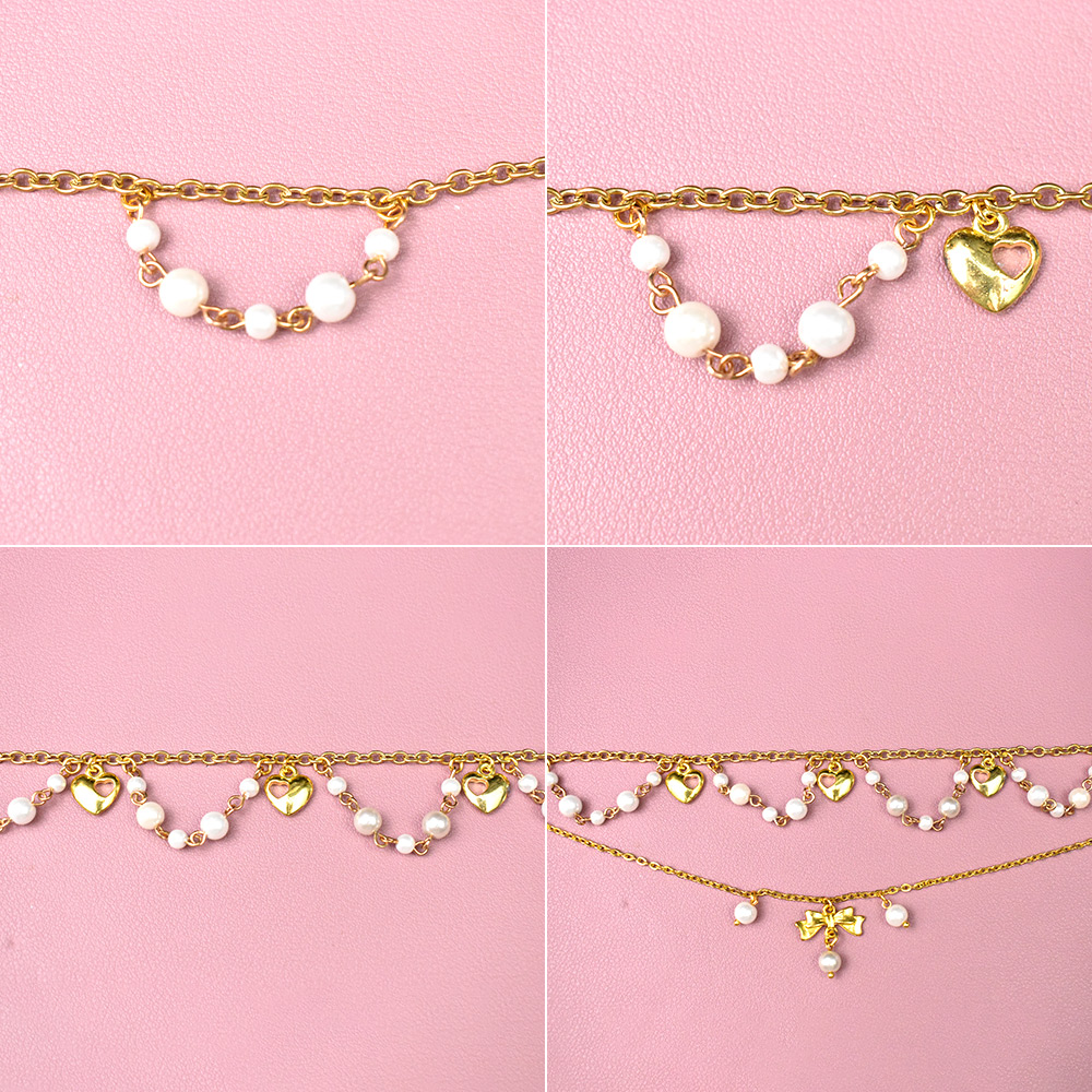 Симпатичное стильное многорядное ожерелье