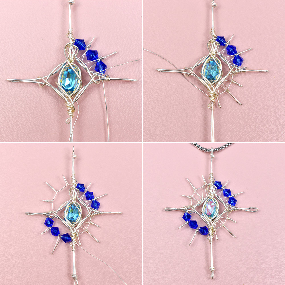 ラインストーンカボション付きワイヤーラッピングペンダント |パンダ