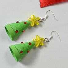 Paper Quilling Christmas Tree Dangle Earrings