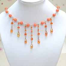 Orange Beads Bib Necklace
