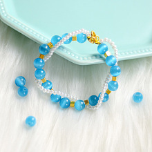 Bracelet with Blue Cat Eye Beads