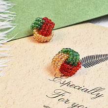 Beaded Ball Shaped Studs With Colorful Beads