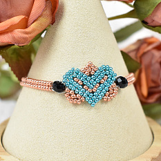 Double Heart Bracelet with Seed Beads