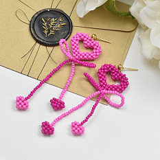 PandaHall Selected Idea on Pink Heart Beaded Earrings
