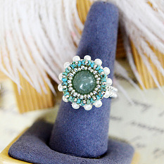 Seed Beaded Ring with Gemstone