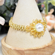 Bracelet tournesol en perles de verre